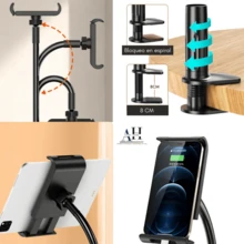 Soporte Teléfono Tableta Clip Flexible 138 Cm soporte para celular  soporte para tableta  soporte flexible para celular  soporte flexible para tableta  soporte con brazo largo soporte de celular con clip  soporte de tableta con clip  soporte ajustable para celular  soporte ajustable para tableta  soporte brazo flexible - Negro - Ver 6