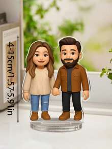 Custom Action Figure Portrait, Personalized Digital Portrait Art, Custom Photo To Cartoon Acrylic Plaque, Wedding Keepsake, Personalized Acrylic Keepsake, Anniversary Gift, Perfect Keepsake For Special, Personalized Photo Stand, Customized Acrylic Photo Ornaments, Ideal Gifts For Weddings, Birthdays Gifts, Multi-Functional, Durable, Ornamental, Reusable - C-photo Cartoon Round Bottom Stand - View 9