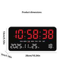 Reloj de pared LED de alta definición de 11 pulgadas, minimalista, multifuncional para sala de estar, con pantalla de temperatura y números grandes, de sobremesa y colgante de doble uso - A - Ver 2