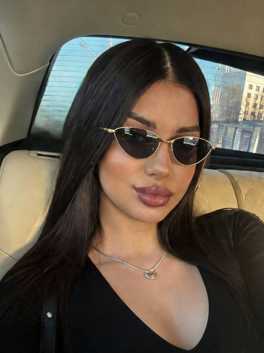 金色猫眼三角个性时尚眼镜，男女皆宜，适合驾驶、派对、度假、旅行、海滩、时尚穿搭 - 金色 - 查看 1