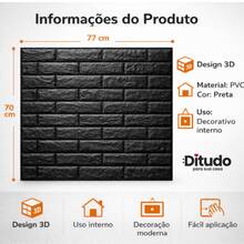 Kit Of 15 Black Brick 3D Adhesive Wall Panels For Living Room, 70x77cm - A - Xem 8