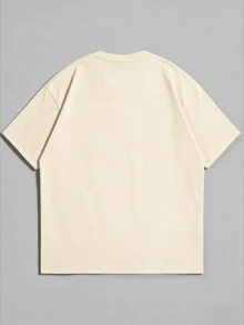 耶稣安息熊图案T恤，基督教信仰街头服饰，休闲纯棉圆领上衣 - 杏色 - 查看 2