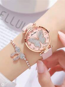2pcs/Set Fashionable Round Design Versatile Luxury Women's Watch Set, Elegant Business Style - Multicolor - View 8
