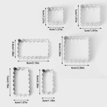 Nuevo juego de cortadores de galletas, moldes de hornear de acero inoxidable para fiestas, adecuados para galletas y postres DIY, herramientas de cocina para el hogar y comercial, pueden cortar caramelos blandos, queso, frutas - Plateado - Ver 6