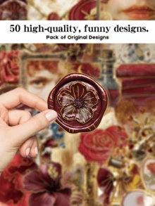 SCXXBSW 50 piezas Pegatinas estilo palacio europeo retro rojo y dorado, regalos navideños, decoración del hogar para fiestas, recompensas de aprendizaje, regalos de cumpleaños, scrapbooking, decoración DIY para cuadernos, portátiles, equipaje, guitarras, tazas, teléfonos papelería manualidades libro de sticker estikers - A - Ver 7