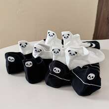 5 Pairs Panda Embroidered Socks, Odor-Resistant Moisture-Wicking Socks, Women's Shallow Boat Socks, Spring/Summer, Invisible Socks, Unisex - Multicolor - View 9