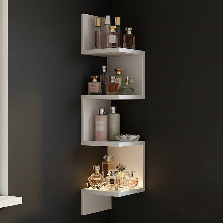 Prateleira De Canto Livros Nicho Mdf Branco Decoração Branca Preta