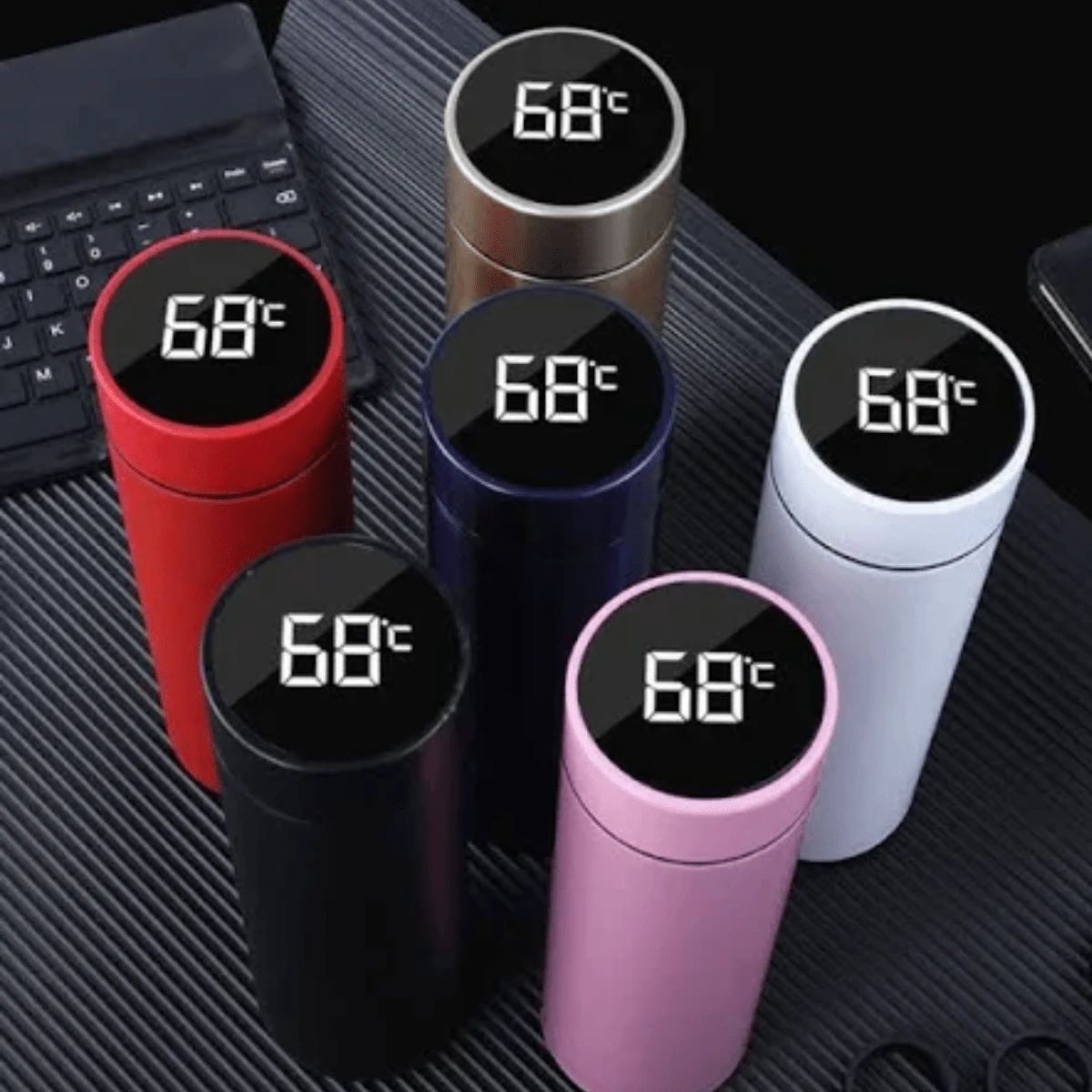 500ml Stainless Steel Smart Thermometer Bottle With Digital LED Display For Gym, Work, Office, Hot And Cold Water And Coffee - màu đen - Xem 1