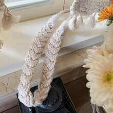 1pc Minimalist Nordic Style Linen Rope Curtain Tie Back, Handmade Knotted Curtain Strap - Multicolor - View 3