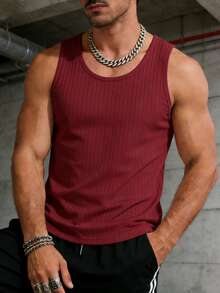 GRDR 男士圆领短袖罗纹背心 - 酒紅色 - 查看 3