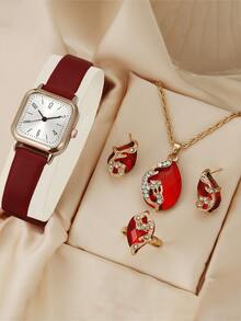 Set de 5 relojes de mujer de moda, conjunto de relojes de señora versátiles y de alta gama - Blanco - Ver 2