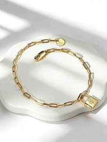 Charm-In 1pc Elegant Bracelet With Sparkling Zirconia Stones, Versatile For Daily Wear Or Gatherings, Suitable As Holiday Gift - Yellow Gold - View 4