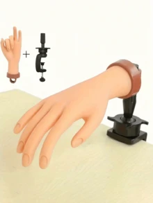 Resin Soft Silicone Fake Hand Model, Bendable Fingers For Nail Art Practice, Bracelet, Watch And Ring Display, Suitable For Showcase, Live Streaming - A - View 2