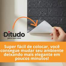 Kit Of 15 Black Brick 3D Adhesive Wall Panels For Living Room, 70x77cm - A - Xem 7