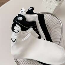 5 Pairs Panda Embroidered Socks, Odor-Resistant Moisture-Wicking Socks, Women's Shallow Boat Socks, Spring/Summer, Invisible Socks, Unisex - Multicolor - View 4