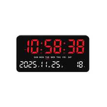 Reloj de pared LED de alta definición de 11 pulgadas, minimalista, multifuncional para sala de estar, con pantalla de temperatura y números grandes, de sobremesa y colgante de doble uso - A - Ver 9