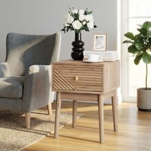 Modern Style Medieval Bedside Table In Oak, Bedroom Nightstand With Metal Handle, 40 X 40 X 55 Cm, Set Of 2 - Oak - View 8