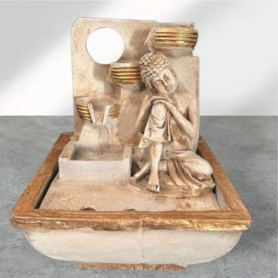 Fonte de Água Cascata Buda Hindu Decorativa Meditação Zen Relaxamento