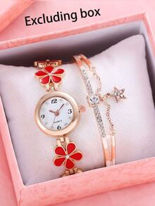 2pcs Women's Fashion Wrist Watch Set, Versatile High-End Ladies Watches - White - View 1