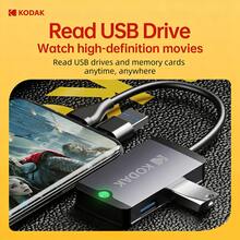 Kodak 柯达 USB-C 集线器，带 USB 3.0 端口、Type-C 接口、MicroSD 卡适配器、SD 卡读卡器，兼容智能手机、平板电脑、MacBook、笔记本电脑（需要 OTG 支持） - 查看 6