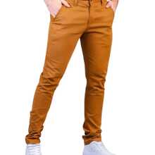 Men's Twill Pants With Elastane, Men's Elastane Pants, Smart Casual Pants With Welt Pockets, Elegant Tailored Pants, All Skinny, Formal And Evening, Photoshoot, Daily, Night, Going Out, Father's Day, MEN'S - 駝色 - 查看 1