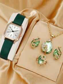 Set de 5 relojes de mujer de moda, conjunto de relojes de señora versátiles y de alta gama - Blanco - Ver 3