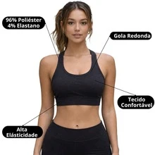 Top Academia Feminino Básico Fitness Preço de Fábrica Atacado - Preto - Visão 7
