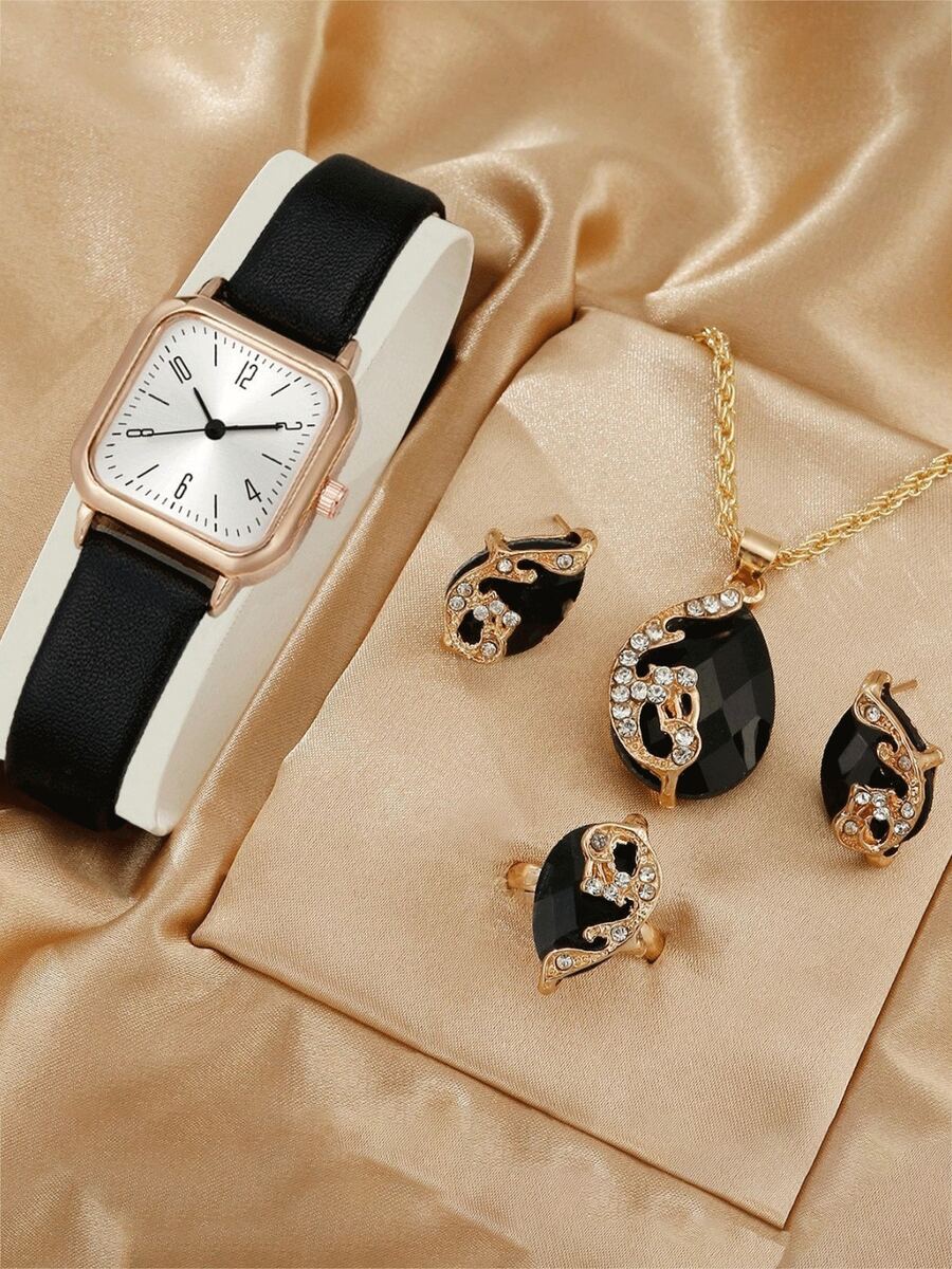 Set de 5 relojes de mujer de moda, conjunto de relojes de señora versátiles y de alta gama - Blanco - Ver 1