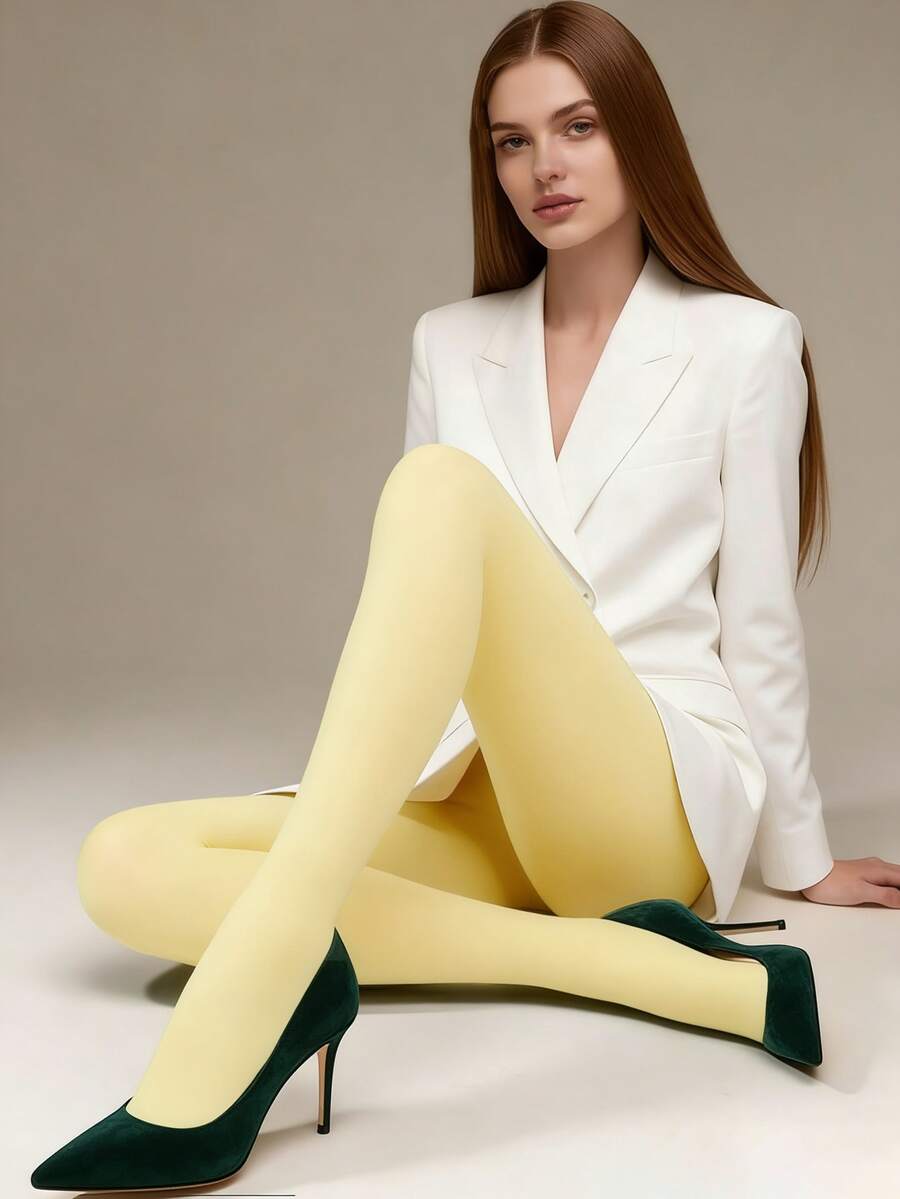 Women's Spring Happy Easter Yellow Leggings, Rabbit Theme Design, Festive Atmosphere - Yellow - View 1