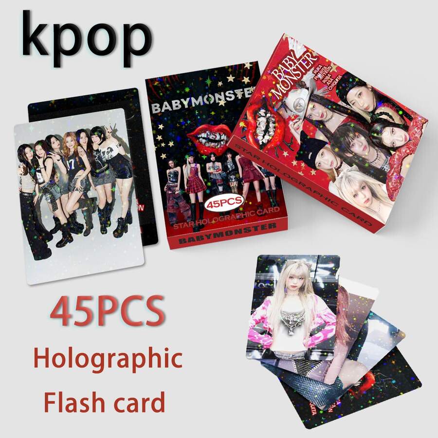 1 Box Kpop BABY Psycho Holographic Photocard, LOMO Card, Sticker, HD Photo Card, Collectibles, Fans Merchandise, Anime Goods, Small Gift, Valentine's Day, Christmas Gift, Decoration - Multicolor - View 1
