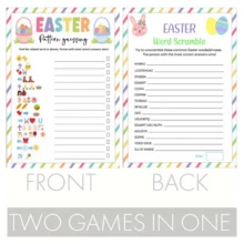 20pcs Easter Party Game Activity Papers, Family Gathering Games, Double-Sided Interactive Game Cards - Multicolor - View 3