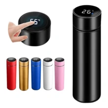 500ml Stainless Steel Smart Thermometer Bottle With Digital LED Display For Gym, Work, Office, Hot And Cold Water And Coffee - màu đen - Xem 3