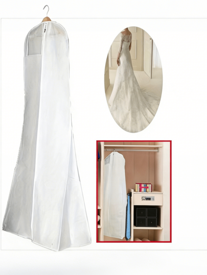 1/2 piezas Funda de polvo para vestido de novia elegante con decoración dorada, hecha de tela no tejida, adecuada para bodas y ocasiones formales, Funda de polvo para vestido de novia | Ropa formal de moda | Funda de polvo