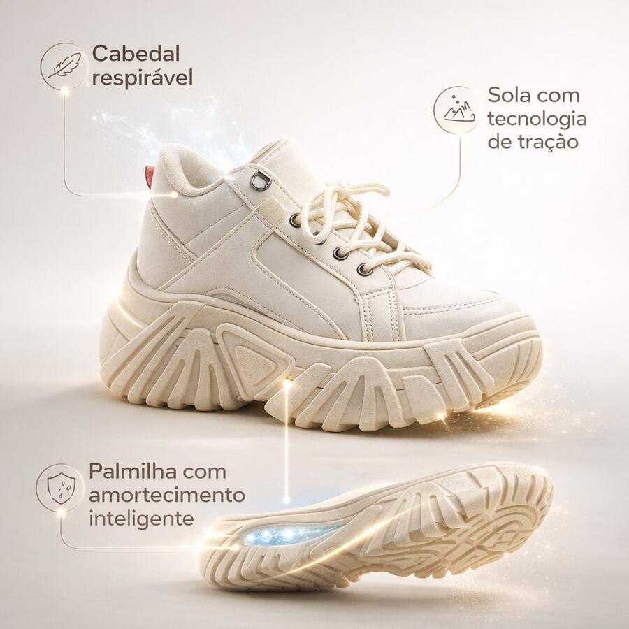 Buffalo PM Women's Sneakers With High Sole Platform Shoe 7cm Height Promotion - 米色 - 查看 1