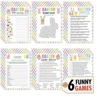 20pcs Easter Party Game Activity Papers, Family Gathering Games, Double-Sided Interactive Game Cards
