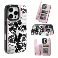 Wild Bones Sweetheart Patterned Card Holder Leather Case Is Compatible With IPhone 17 Pro Max/Air/16/15/14/13/12/11.For Samsung S22/S23/S24/25. It's An Ideal Gift For Christmas, Valentine's Day, And New Year's, Perfect For Boyfriends, Girlfriends, And Family. - màu đen - Xem 6