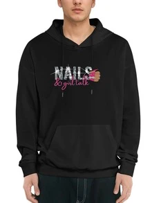 Men's Hoodie manches longues et crewneck sweatshirt - tenue décontractée hivernale élégante avec glitter ongles et girl talk design pour les amoureux de la mode à la mode Pullover vêtements à capuchon vêtements d'automne hiver à manches longues vêtements d'automne femmes, vêtements à manches longues Pullover hommes Pullover, vêtements à manches longues vêtements d'automne vêtements d'hiver pullover à manches longues haut Couple cadeaux romantiques de la Saint-Valentin pour lui et son cadeaux romantiques de la Saint-Valentin cadeaux de couple de la Saint-Valentin cadeaux romantiques - Noir - Voir 1