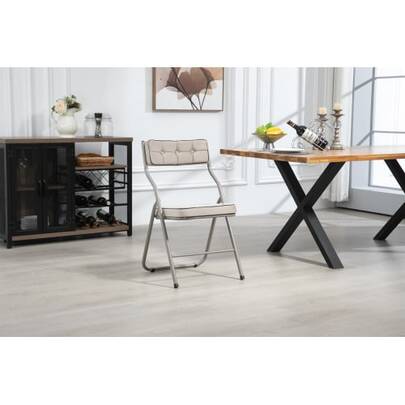 Two-Piece Folding Chair - Folding Dining Chair With Cushion, Portable And Easy To Assemble, Foldable, Extra Seating For Guests, Kitchen, Office, Wedding Party And Other Occasions, Khaki