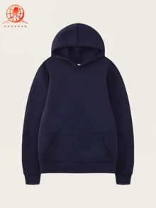 Solid Color Sweatshirt Men's Hoodie Women's Simple Casual Solid Color Pullover Hooded Long Sleeve Hoodie With Drawstring Oversize Fall Clothes Winter Clothes Lover's Gift Valentine's Day Gift - Màu xanh hải quân - Xem 2