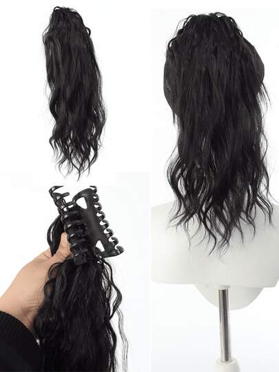 16 Inch Straight Wig With Waterfall Braid, Includes Clip-On Ponytail And Half-Up Ponytail, Suitable For Daily Wear For Women