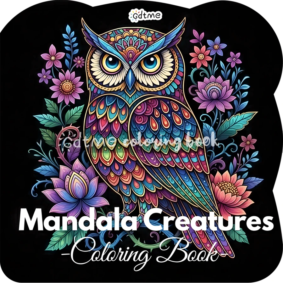 GDTME Kreatives Mandala Malbuch, 24 Seiten dicke nicht-transparente Innenseiten, Mandala Tier Thema Malbuch, Liebe und Freundschaft Illustrationen, Neujahrsgeschenk, Ostern, Valentinstag, Geburtstag Urlaubsgeschenk, Malbuch für Erwachsene, Zeichenbuch für beste Freunde. Hilft Stress abzubauen, geeignet für Bürobedarf und Schulmaterial. - Alien-Buch - Übersicht 1