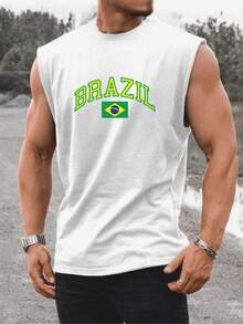 Men's Oversized Tank Top With Printed T-Shirt For The Brazil Cup - New Release - trắng - Xem 1