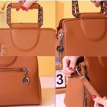 LaytonVivian L015 Classic Edition Women's Bag With Chain Strap And Minimalist Structured Design, Elegant And Sophisticated, In Premium PU Leather, With Zipper Opening, Adjustable Side Handle And Reinforced Hand Strap - Ideal For Work, Outings And Daily Events. - 杏色 - 查看 2