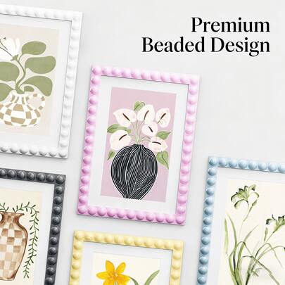 1pc Scroll Style Photo Frame (4x6/6x8/8x10/A3) With White Mat - 5 Colors (White/Black/Yellow/Blue/Purple) For Home And Office Decor - Can Be Placed On Desk Or Hung On Wall