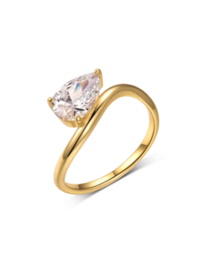 1 chiếc nhẫn mạ đồng vàng hình giọt nước đính đá Zirconia, trang sức thời trang cho đeo hàng ngày, đám cưới, tiệc tùng. - Nhiều màu - Xem 9