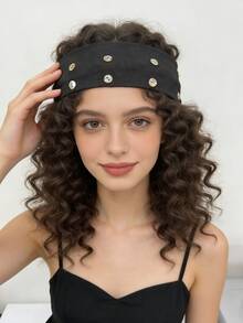 1件朋克风镂空黑色针织发带夏季发饰沙滩度假发带 - 彩色 - 查看 11