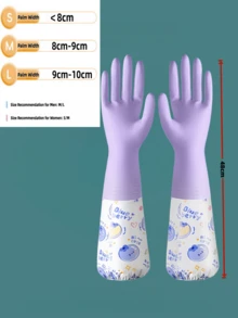 Luvas de Borracha Forradas para Lavar Louça no Inverno - Duráveis e Resistentes a Rasgos, Adequadas para Cozinha e Limpeza Doméstica, Quentes e à Prova d'Água, para Lavar Louça, Roupa, Vegetais e Trabalhos no Quintal, Mangas Longas com Proteção para os Cotovelos, Limpeza Pesada, Serviços Domésticos Profissionais, Uso Duradouro, Viagem, Festival - Luvas de lavar louça cor mirtilo - Visão 17