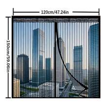 1件磁性薄纱窗帘，黑色条纹防蚊透气网纱，隐形磁性窗帘，夏季适用，无需钻孔 - 磁性條紋黑紗窗 - 查看 4