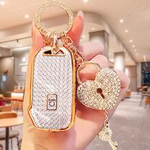 起亚汽车钥匙扣，带水钻心形锁，钥匙扣保护套，适用于Ceed、Cerato、Forte、Sorento、Soul、Sportage、Telluride、K5等车型，可保护无钥匙智能遥控器 - A - 查看 3
