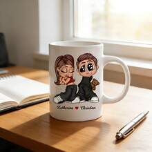 Customized Cartoon Character Couple Mug, Reusable, Unique Couple Gift, Give It To Him, Give It To Her, Personalized Cartoon Image, Both People Can Customize, Customized Name, Suitable For Couples - Multicolor - View 7